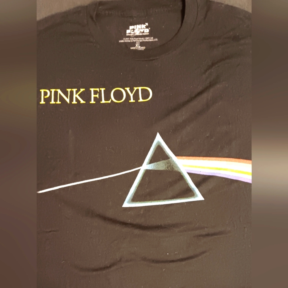 Pink Floyd Black Shirt with Rainbow Prism Design
